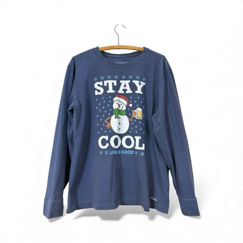 Life is Good Mens L Navy Crusher Holiday Beer Stay Cool Long Sleeve Shirt - Picture 2 of 13